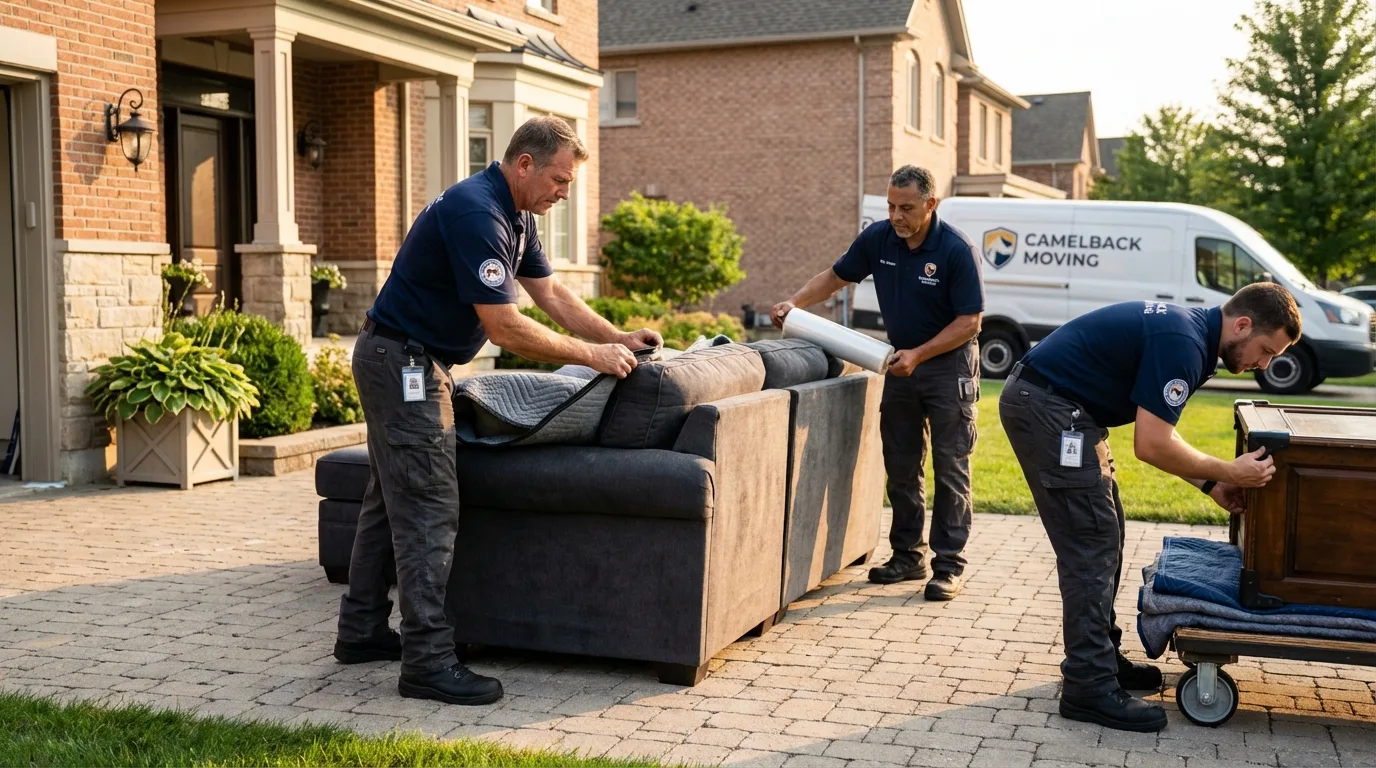 Large estate moving crew wrapping furniture in Lemont, PA