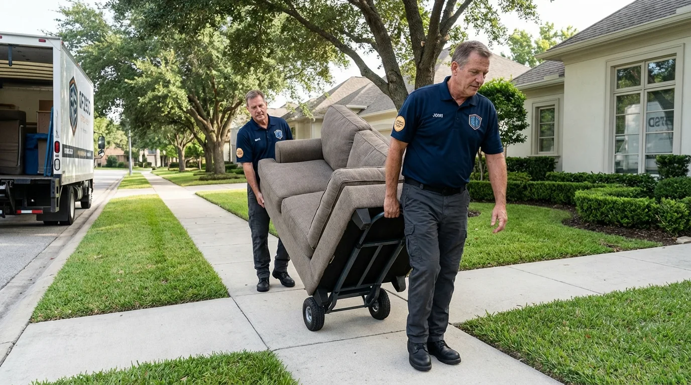 Local residential moving crew loading furniture in Lemont, PA
